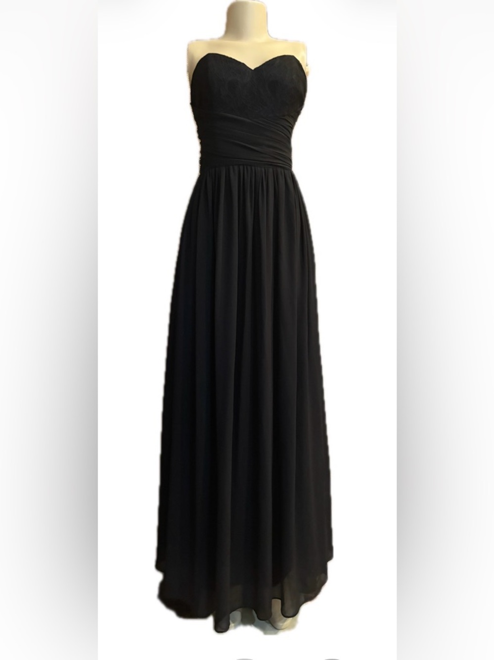 Hayley Paige Strapless Black Chiffon Dress